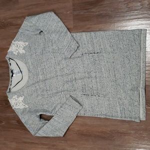 (M) Dept Lace Details Heathered Beaded Long Too Pockets 100% Cotton Comfortable